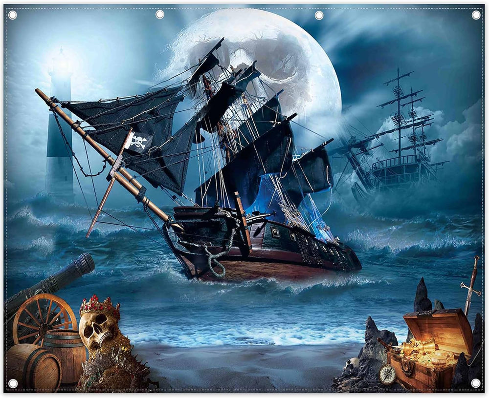 10x8ft Halloween Pirate Theme Photography Backdrop