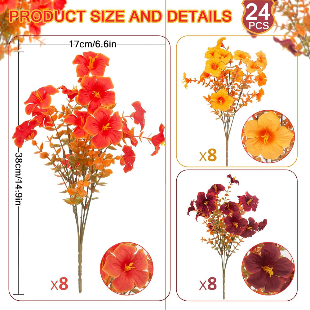 Daynight 2 Set Artificial Fall Hanging Basket with 24 Pcs Petunias Outdoor
