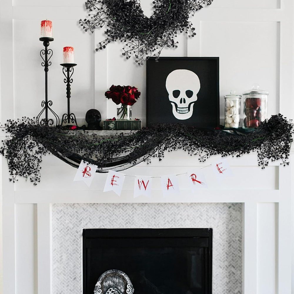 RECUTMS 4Pcs Artificial Black Wisteria Garland 5.6Ft Plastic Halloween Vine