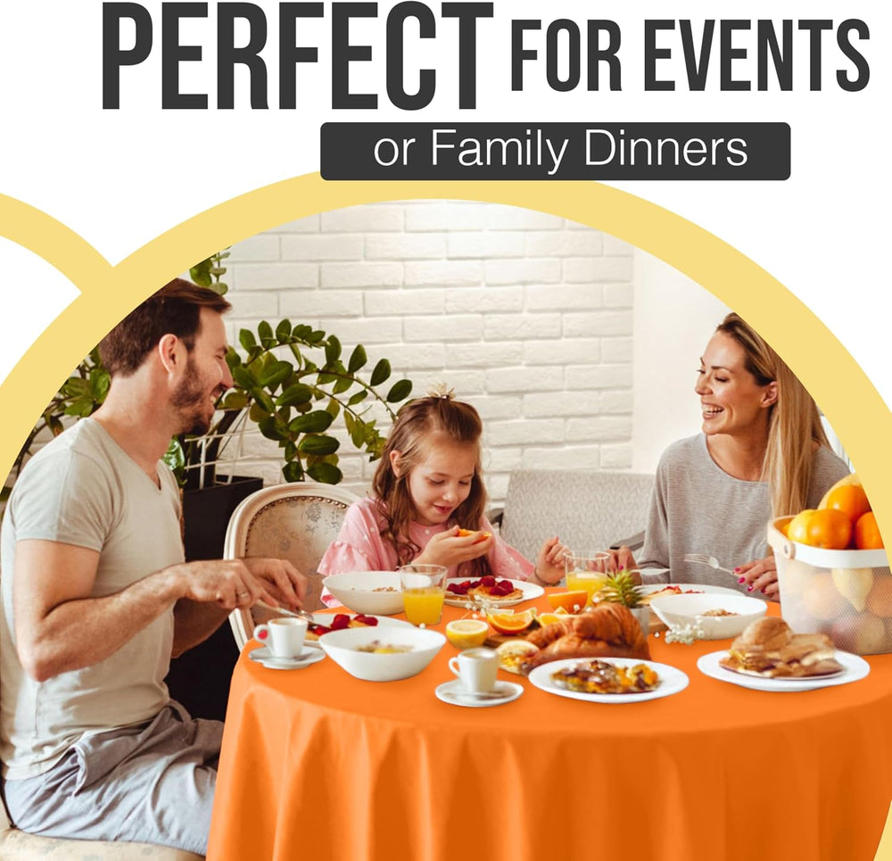 Exquisite 66% Thicker Orange Round Tablecloth 84" - 48 Pack