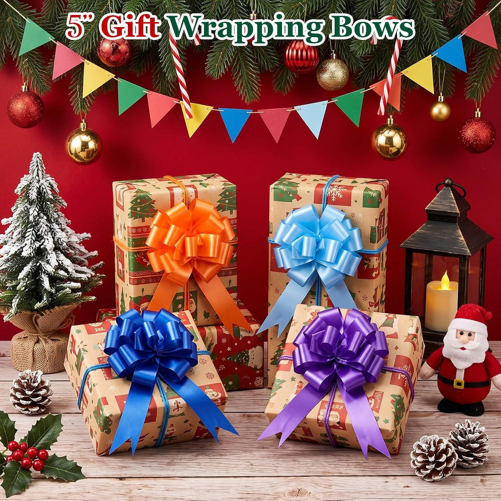 200 Pcs 5 Inch Christmas Pull Bows, Multicolor