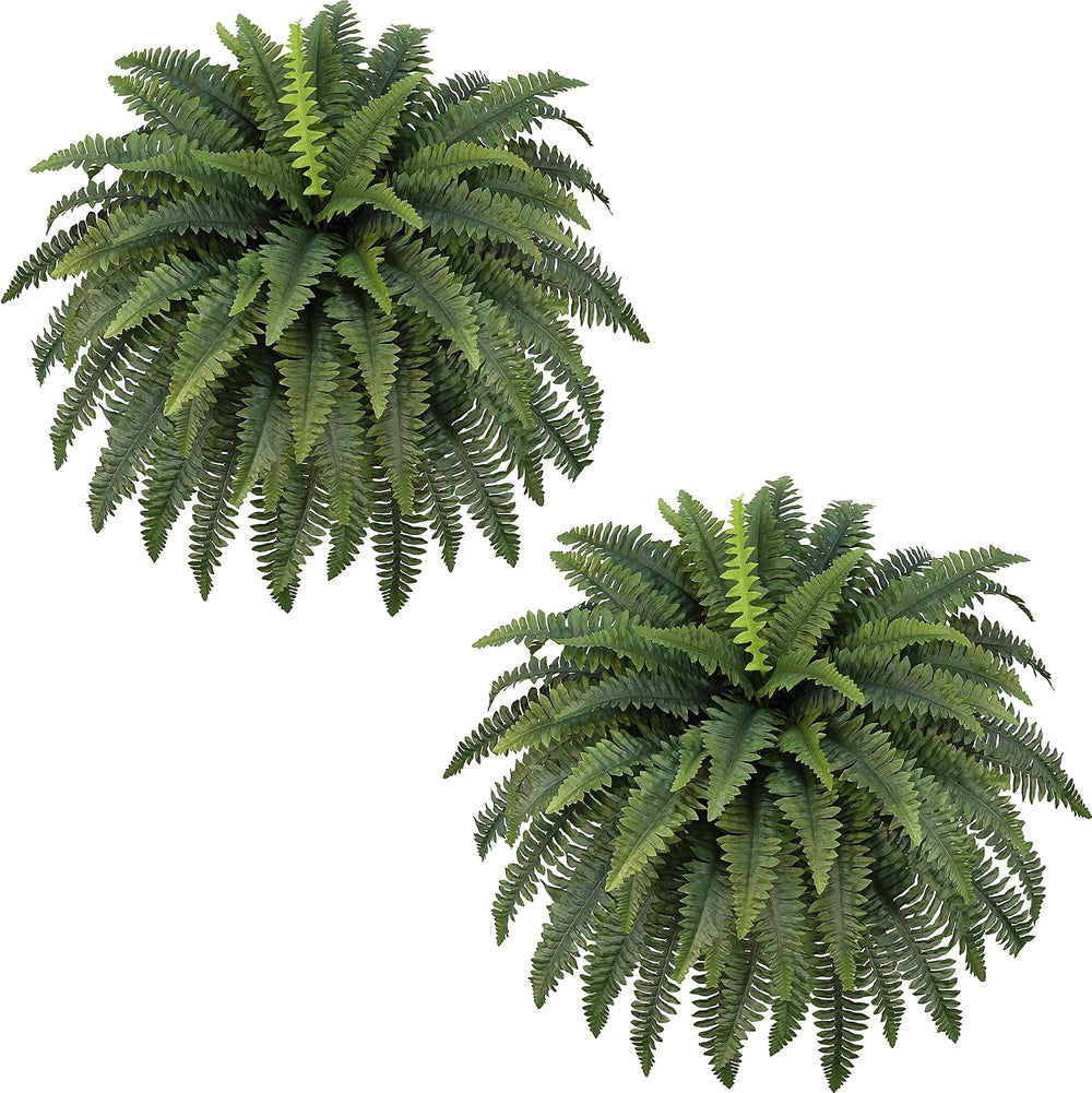 42" Artificial Boston Ferns, Bush Plants 2 Pack for Outdoors