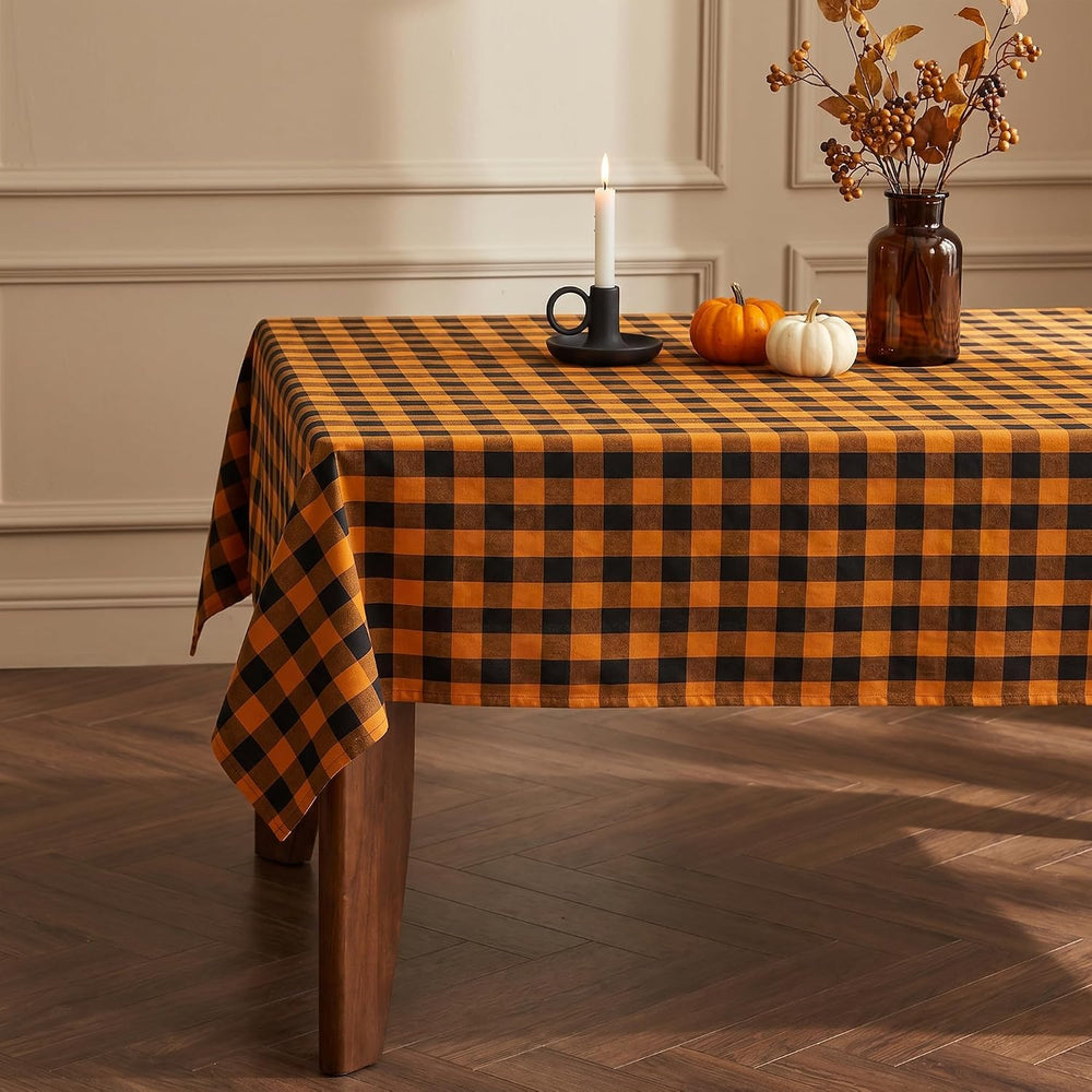 Waterproof Gingham Tablecloth, Checkered Fabric Table Cover for Kitchen Dinin...