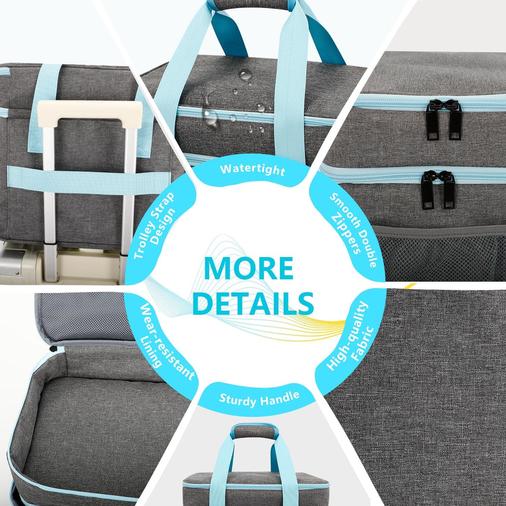 Crafts Storage Bag, Double-Layer Craft Organizer with Adjustable Dividers
