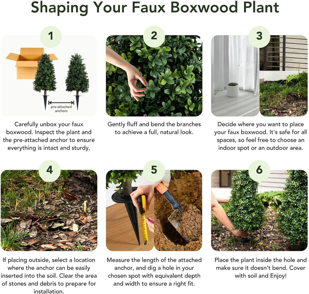 Nearly Natural 2.5 ft Artificial UV-Resistant Boxwood Plant (Set of 2)