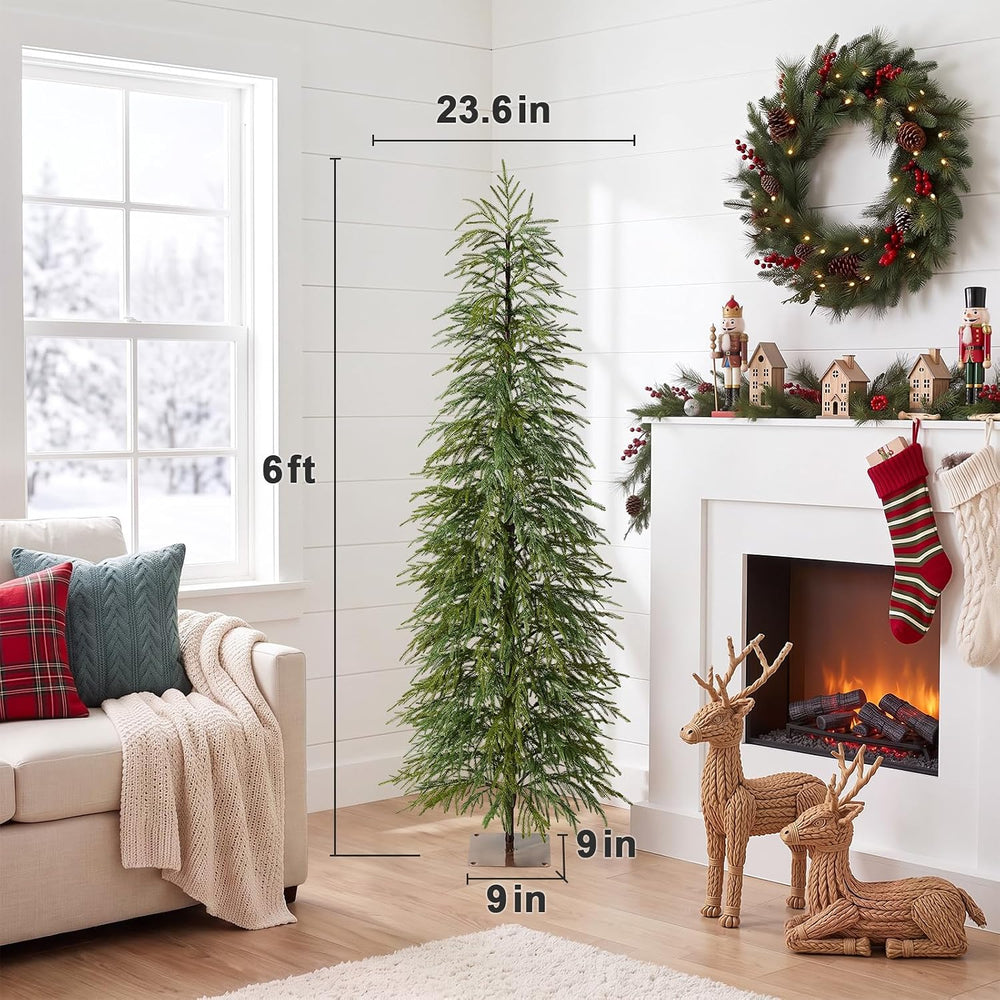 Unlit Christmas Tree,6Ft Skinny Pencil Xmas Tree