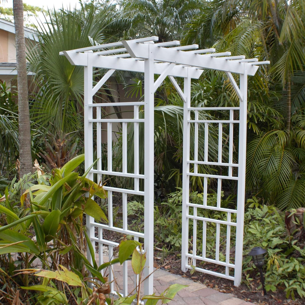 Dura-Trel Wellington Arbor 72" x 85" Outdoor Garden Trellis, White