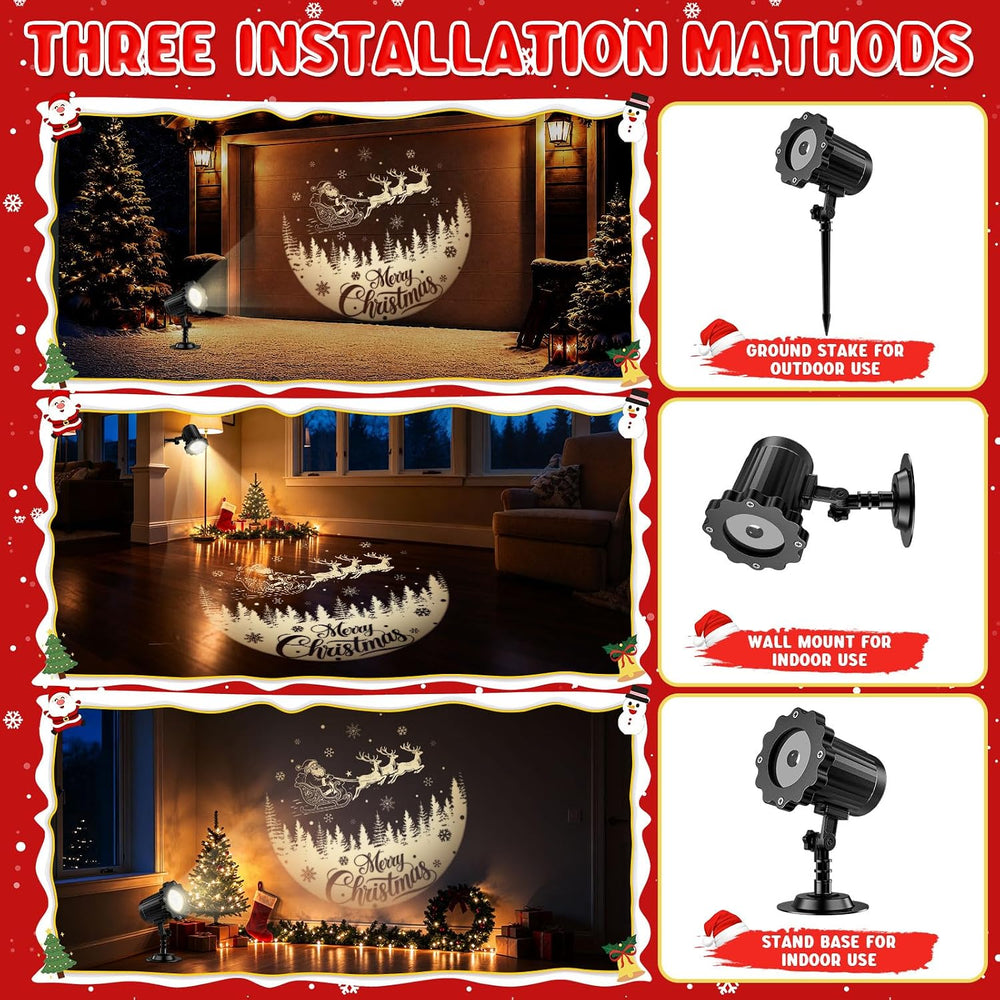 Christmas Projector Light with 3D Santa Claus Patterns for Yard