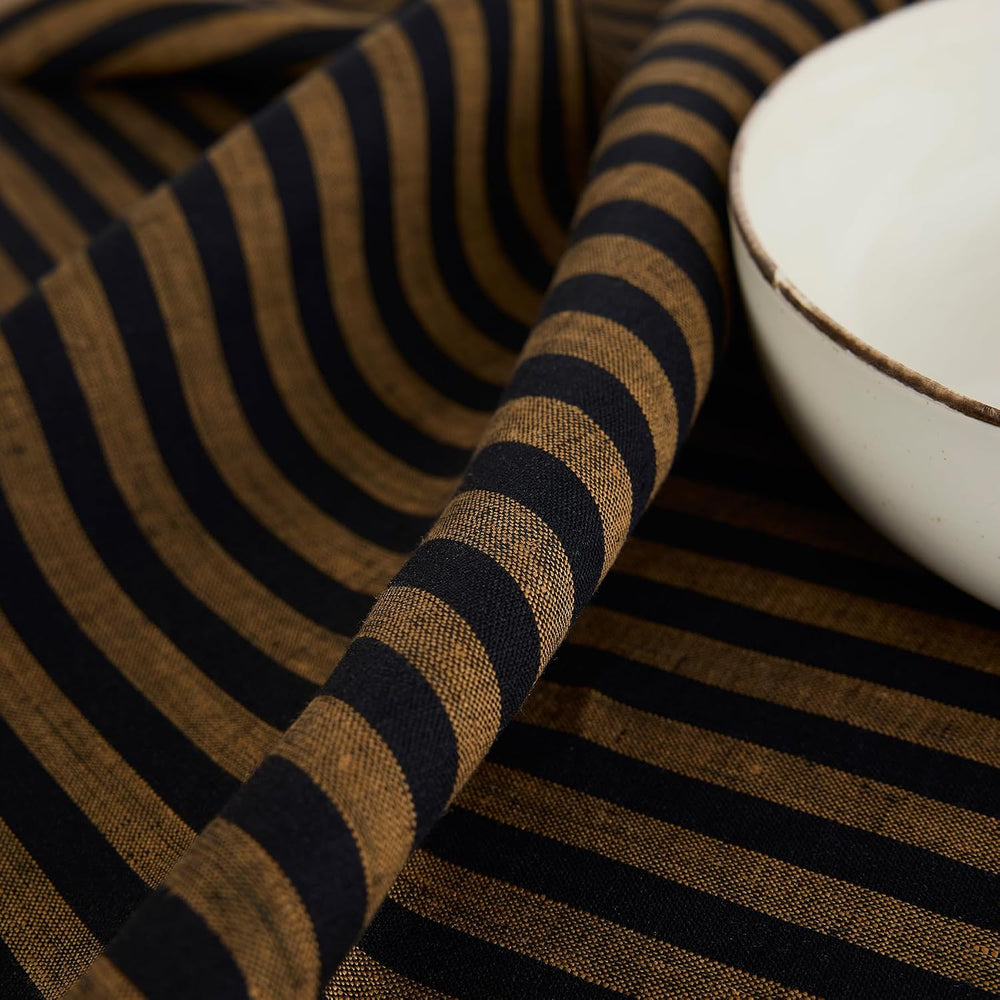 Solino Home 100% Pure Linen Rectangle Tablecloth 60 x 120 in, Brown Sugar