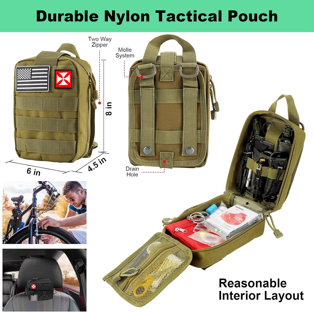 Survival Kit 256 in 1, First Aid Kit Survival Gear Tools Trauma Kit with Moll...