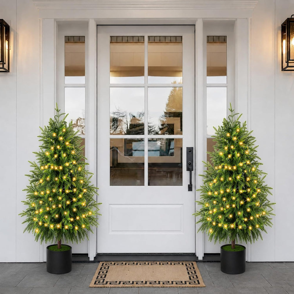 Christmas Decorations - 2 Pack Pre-Lit 3FT Artificial Norfolk Tree