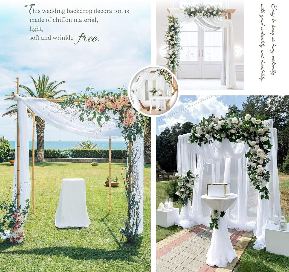Showgeous Wedding Arch Draping Fabric White Chiffon Fabric Drapes