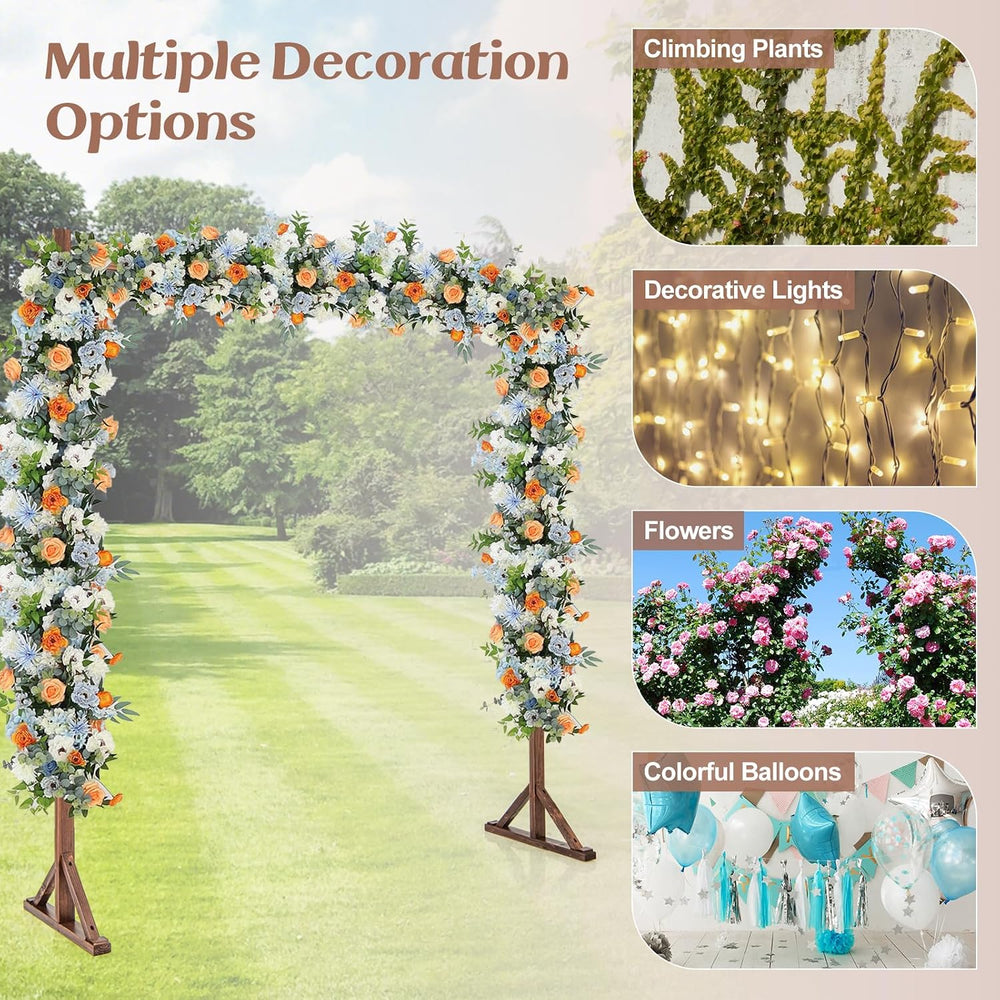 Moccha Wedding Arch, 7.2 FT Wooden Arch Backdrop Stand, Outdoor Archway Pergo...