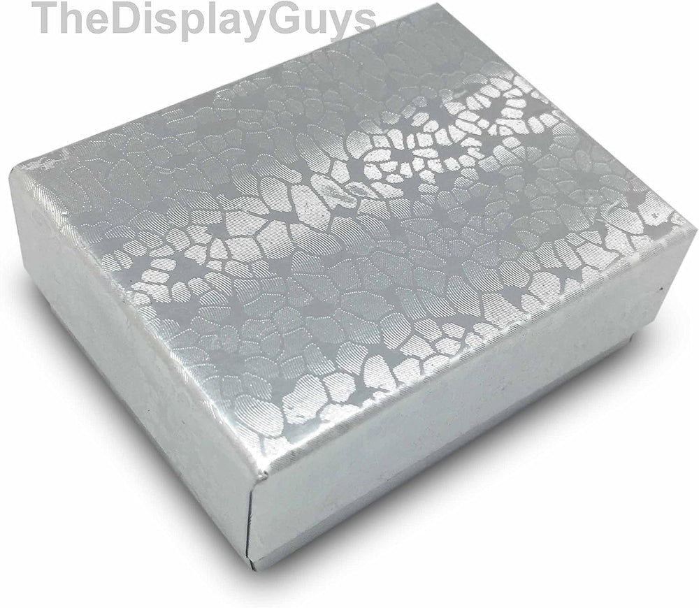 TheDisplayGuys 100 Cardboard Jewelry Gift Boxes with Inserts - Silver Foil