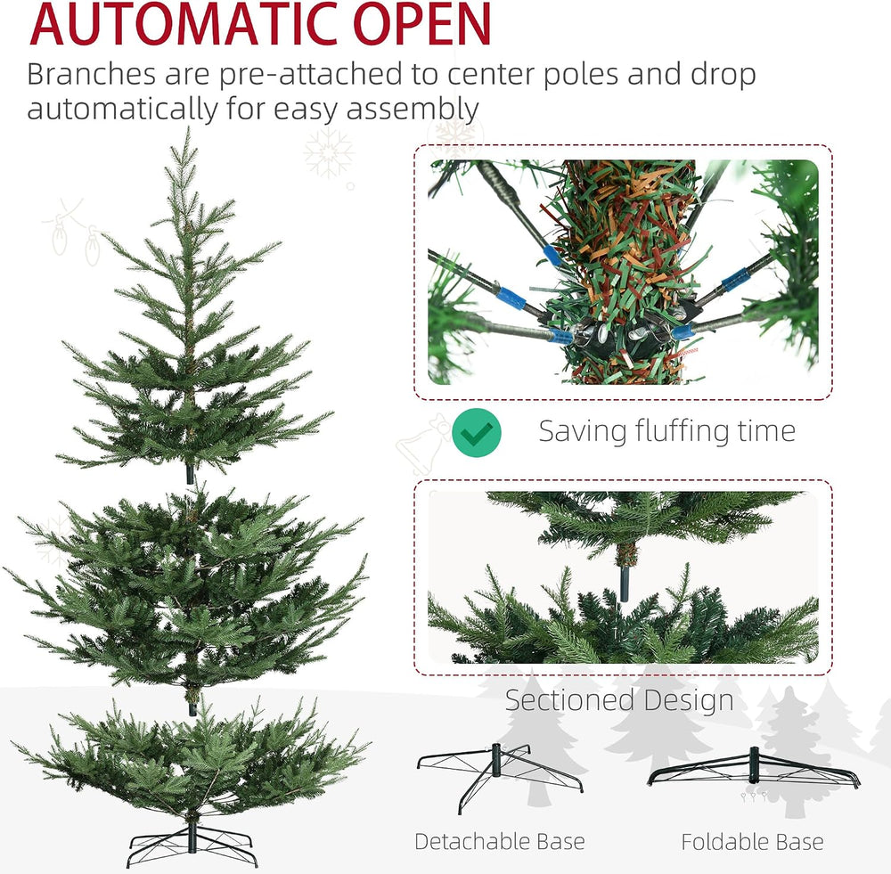 HOMCOM 9 Foot Artificial Christmas Tree, Pine Hinged Xmas Tree with 1939 Real...