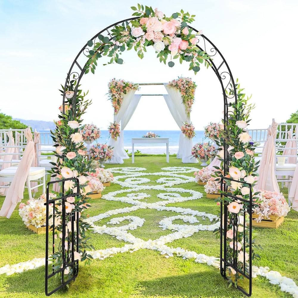 Vasitelan Metal Garden Arch Arbor Trellis with Double Gate