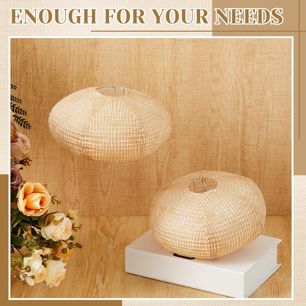 12 Pcs Print Burlap Oval Paper Lanterns Boho Chinese Paper Lanterns Decorativ...