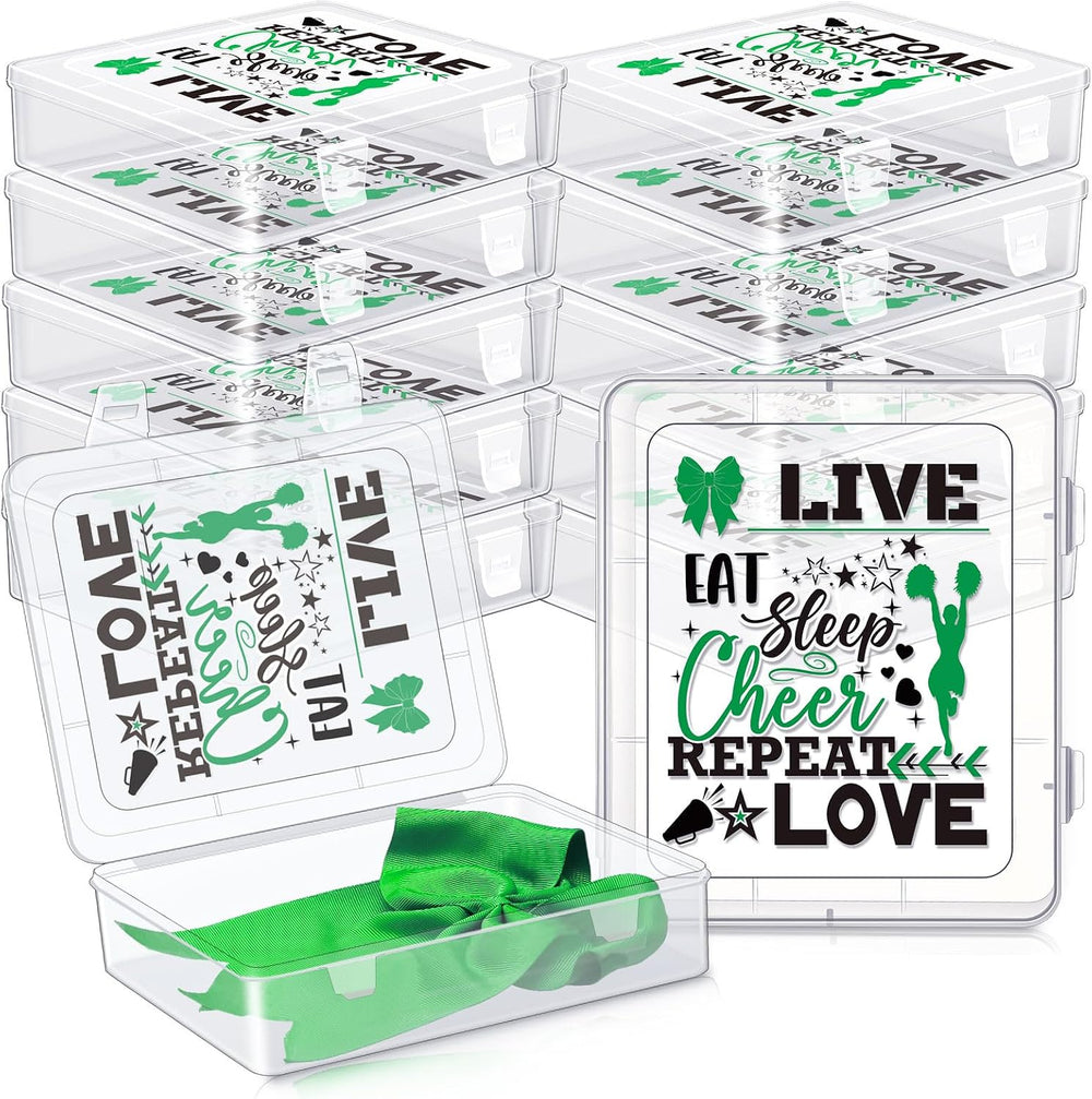 DoubleFill 12 Pcs Large Cheer Bow Box Plastic for Cheer Team Gifts Case Bulk ...