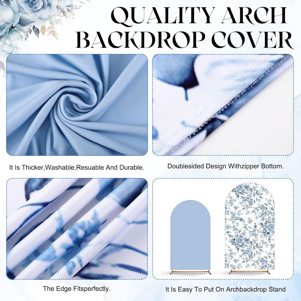 2 Pcs Blue Flower Arch Cover Backdrop