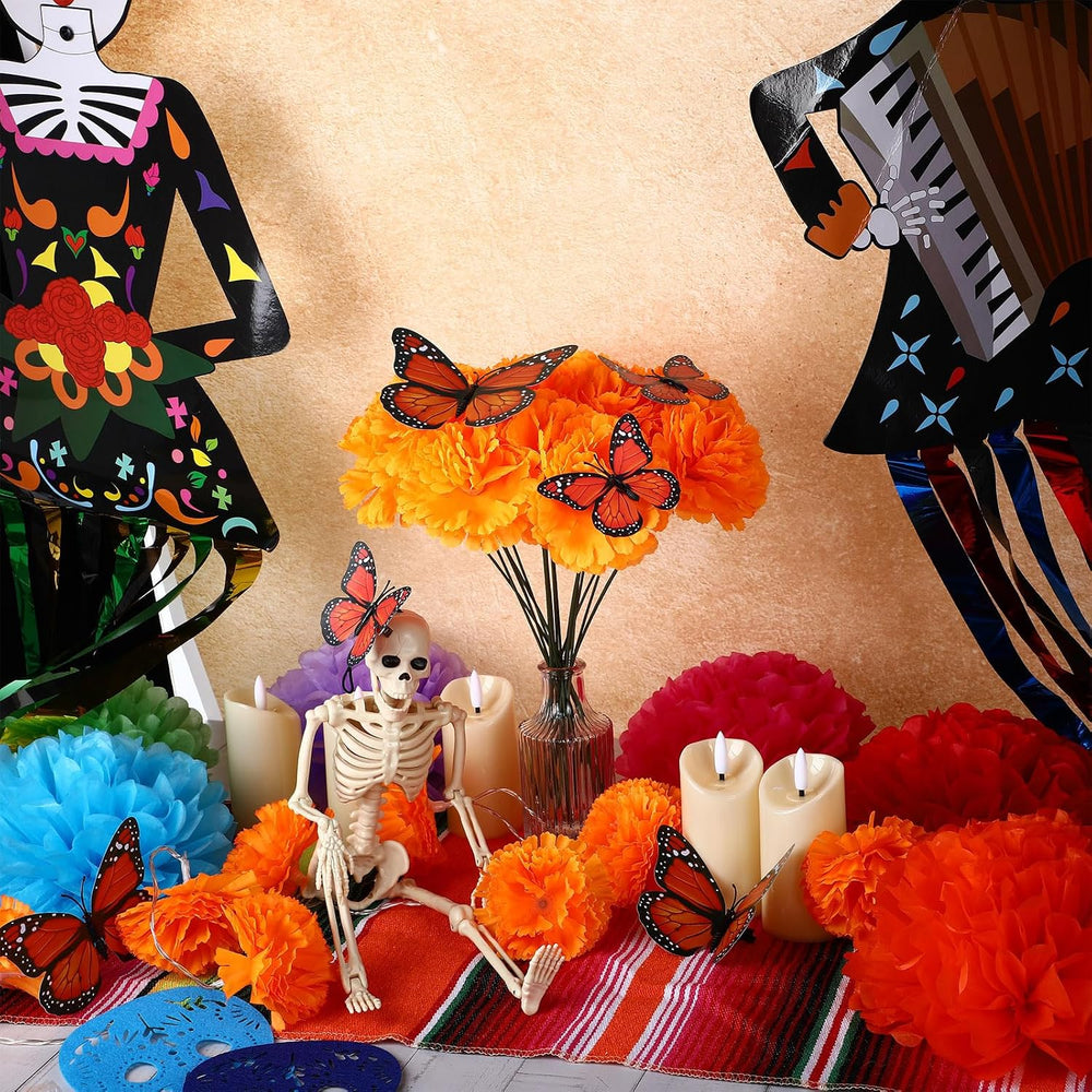 Janinka 78 Pcs Dia De Los Muertos Altar Decoration Set, Black, Lighted