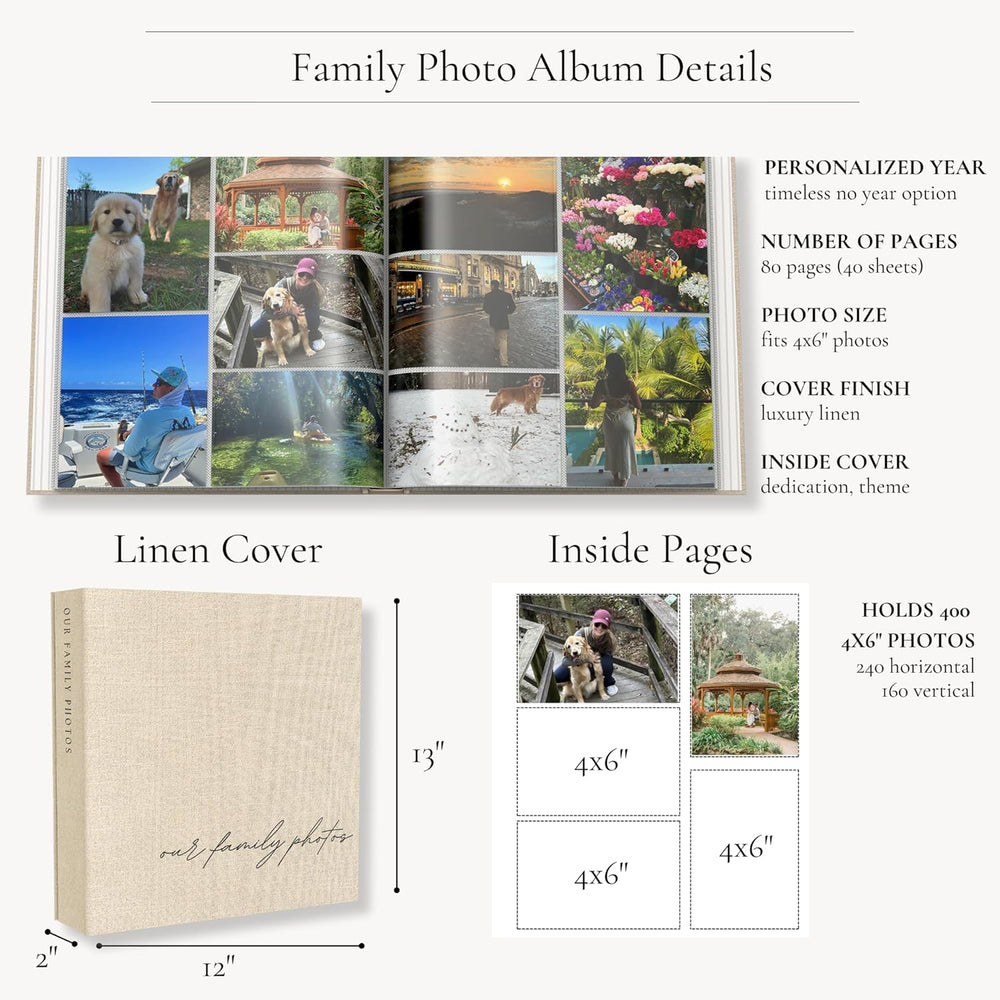 Family Photo Album 4x6 Pictures Large Linen Picture Book