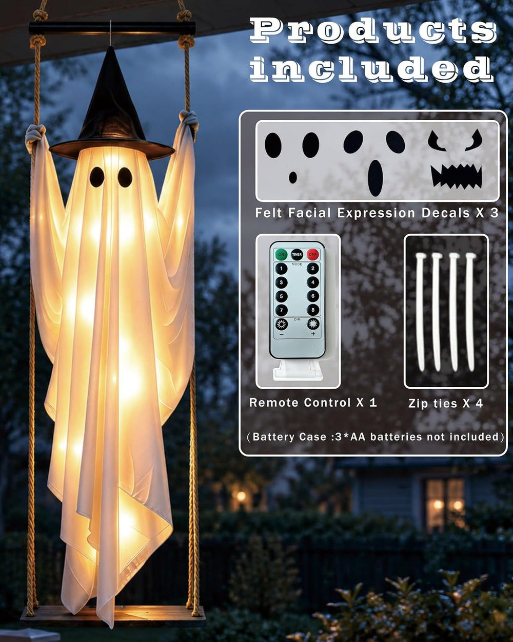 5.2FT Large Halloween Hanging Swing Ghost Decorations Outdoor Pre-Assembled