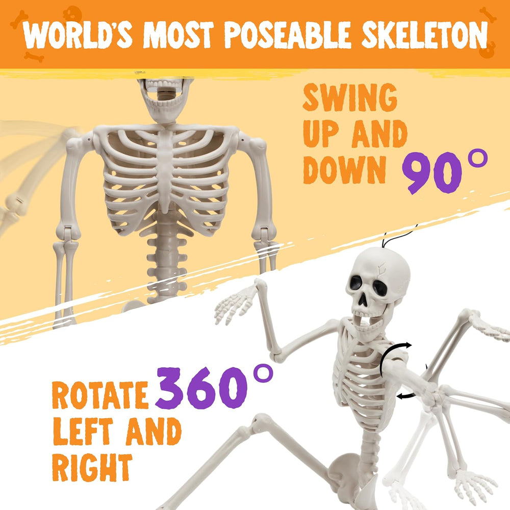 JOYIN 12 PCS Posable Halloween Skeleton Decor 16 Inches, Full Body Posable Jo...