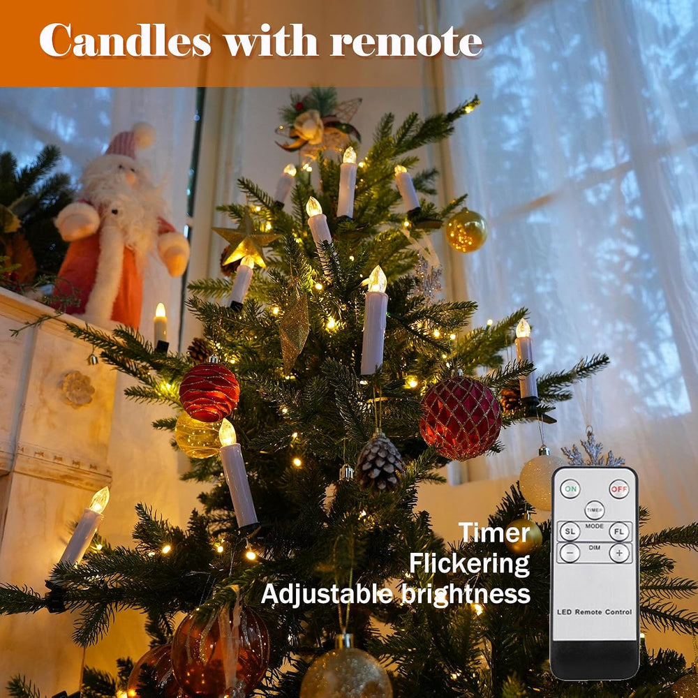 30 pcs Christmas Tree Candles with Clips, 4''Taper Candle Stick with ...