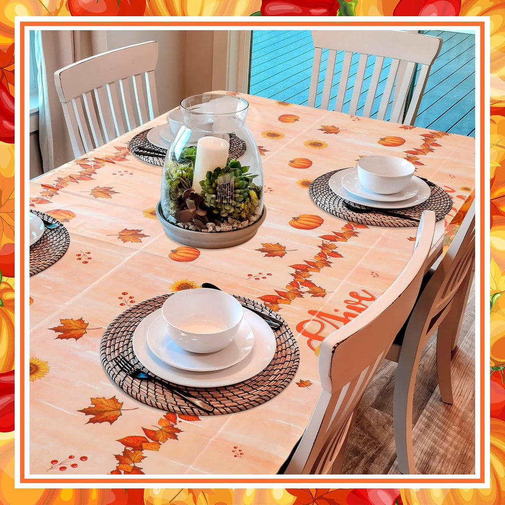 15 Pcs Thanksgiving Tablecloth Plastic Disposable Fall Table Cover, 54x108"