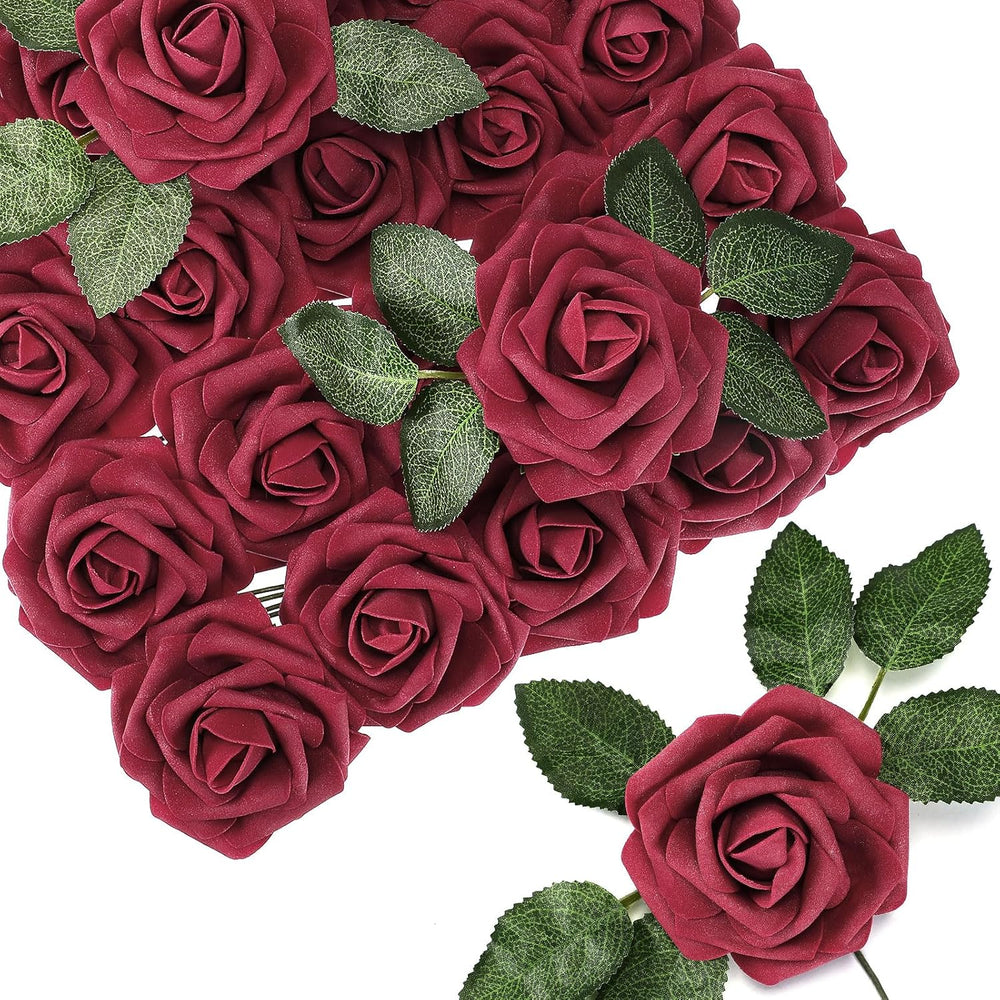 150 Pieces Artificial Roses Flowers Bulk Fake Roses with Long Stem Faux Brida...