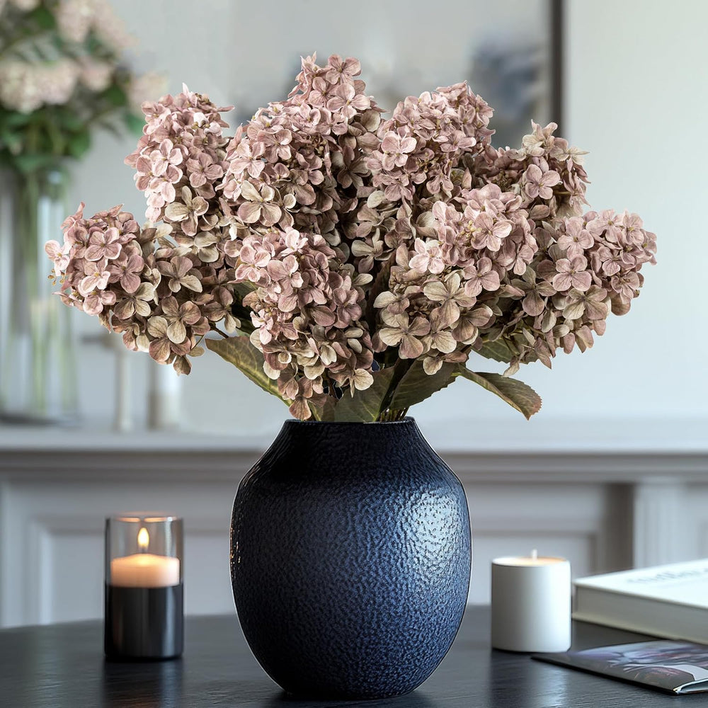 Fake Flowers Hydrangea Silk Flowers with Stems,Brown Flowers Fall Hydrangea A...