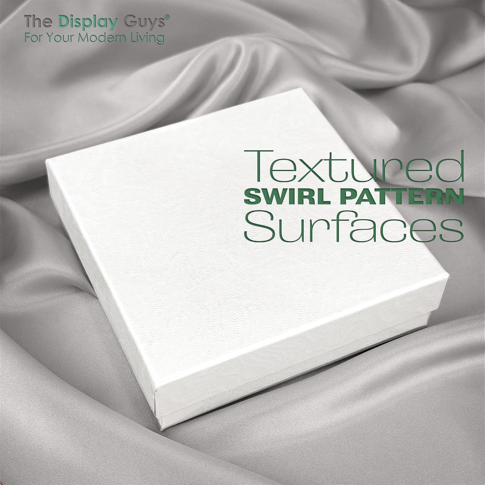 TheDisplayGuys 100 Cardboard Jewelry Gift Boxes with Inserts - White Swirl