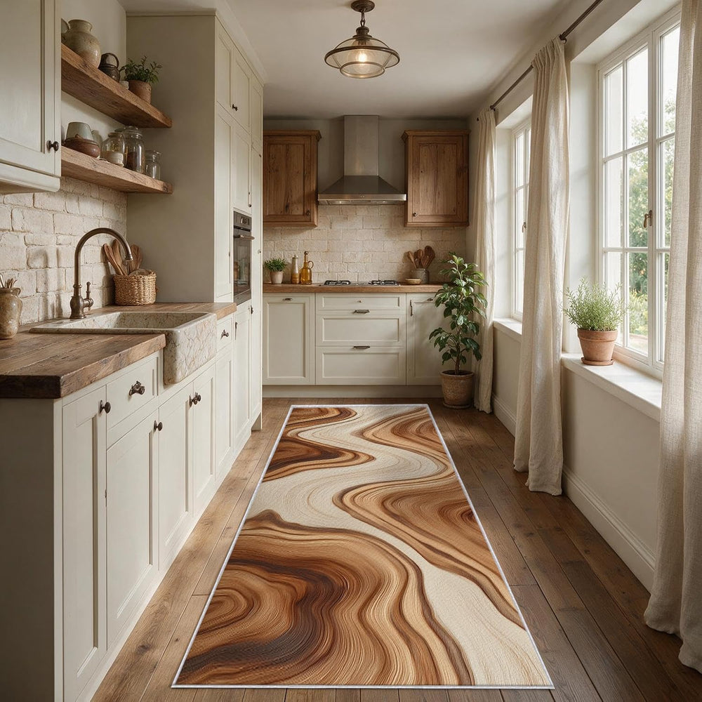 Wood Effect Runner Rug 2x6 Washable Entryway Indoor, Home Decor