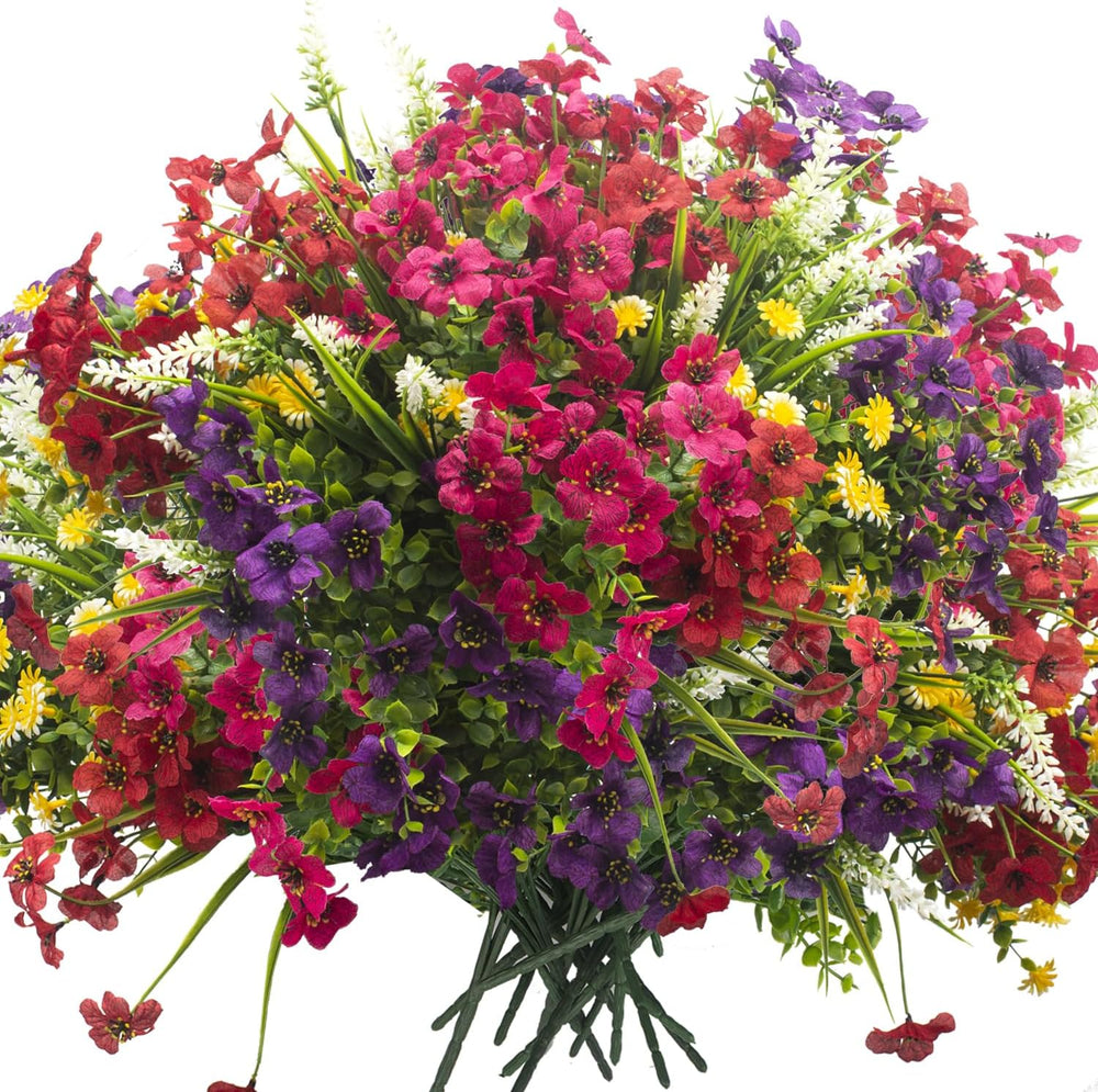 Grunyia 20 Bundles Artificial Flowers Outdoor No Fade UV Resistant Fake Plast...
