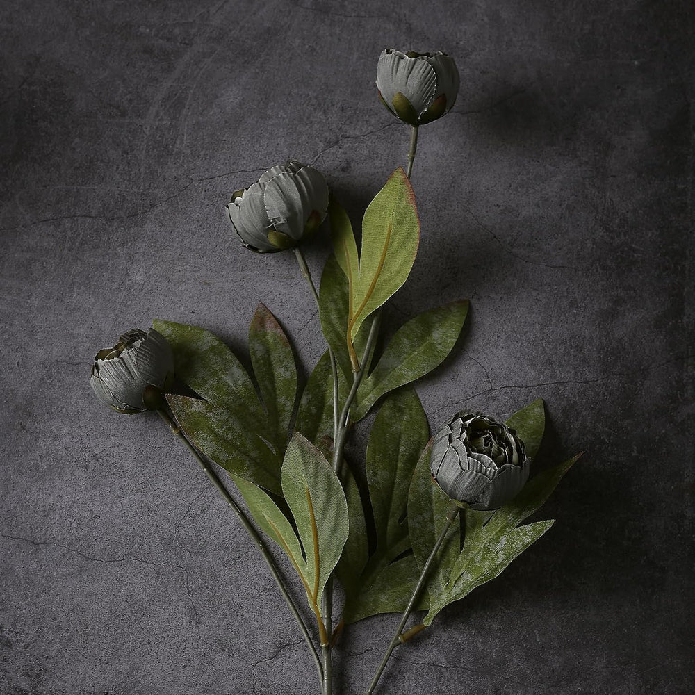 6 Pcs 27" Faux Silk Peony Artificial Flowers Stems for Vase (Dark Gray)