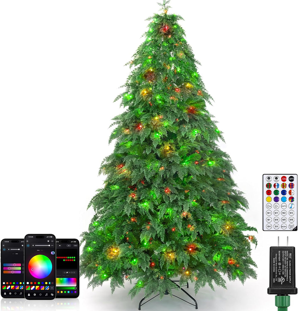 Brightown 7.5FT Smart Prelit Christmas Tree, 400 RGB LED, 1982 Branch Tips