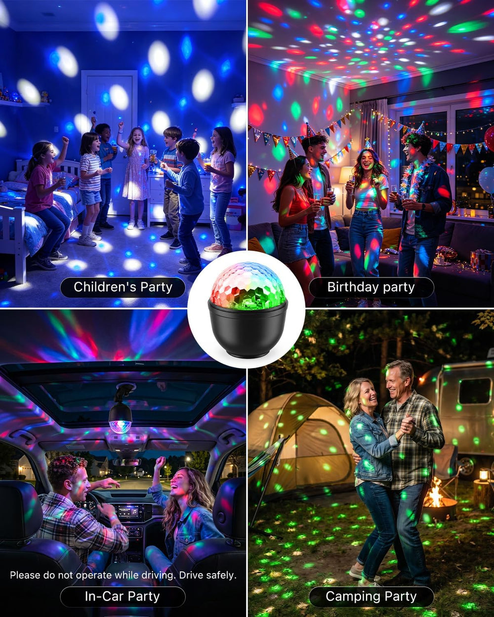 2 Pack Cupcake RGB Disco Ball Lights for Party & Ambient Night Light