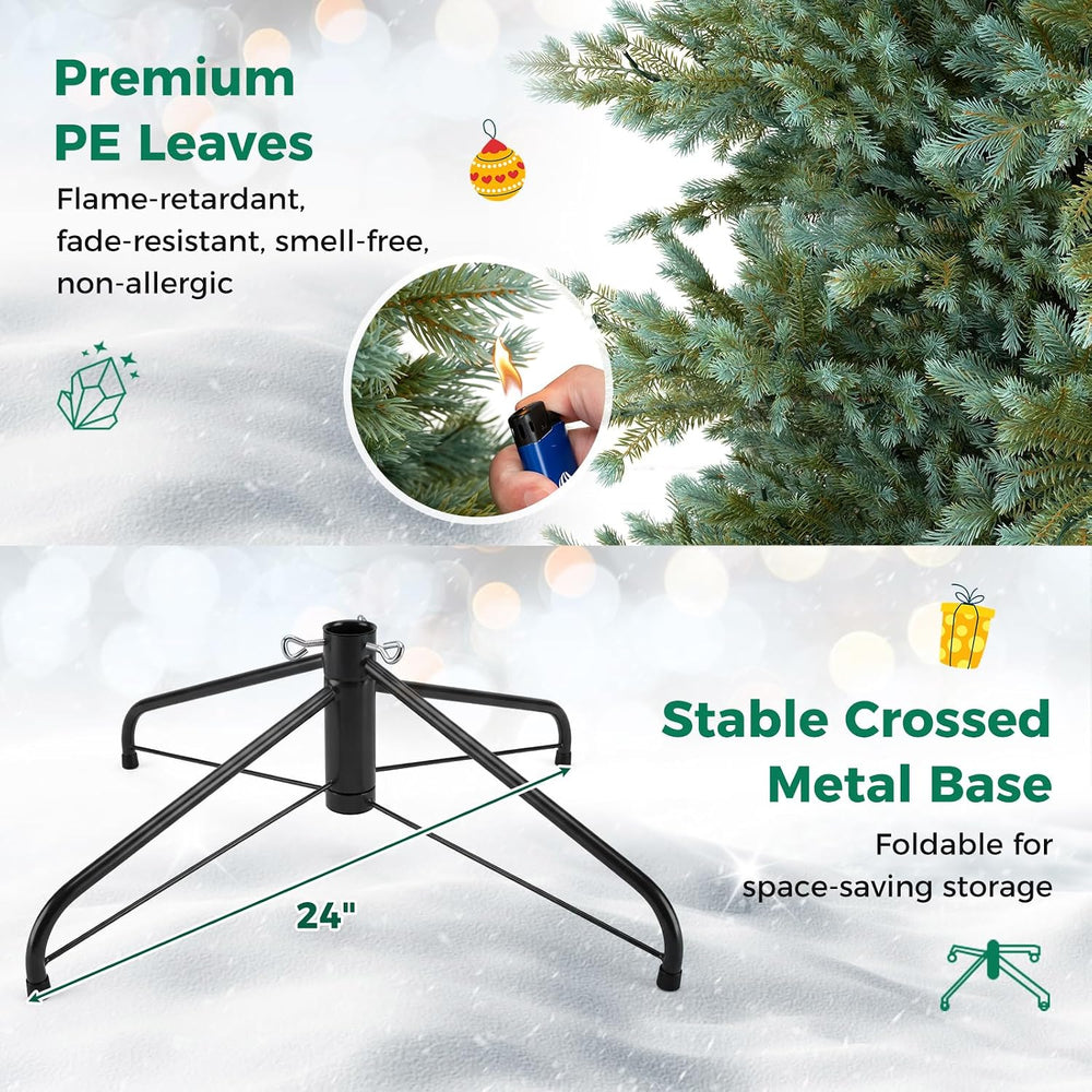HAPPYGRILL 8 FT Pre-Lit Artificial Christmas Tree w/ 630 Warm White Lights