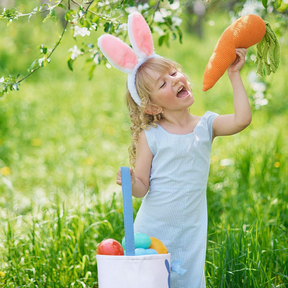 Weewooday 6 Pcs Easter Bunny Basket Bags Canvas Rabbit Bucket Tote for Easter...