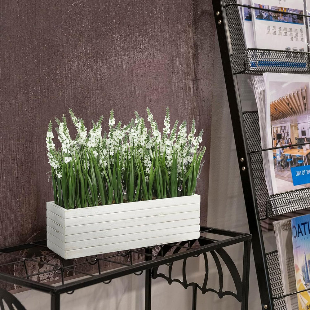 Artificial Lavender Plant Fake Lavender Flower Arrangement in White Box