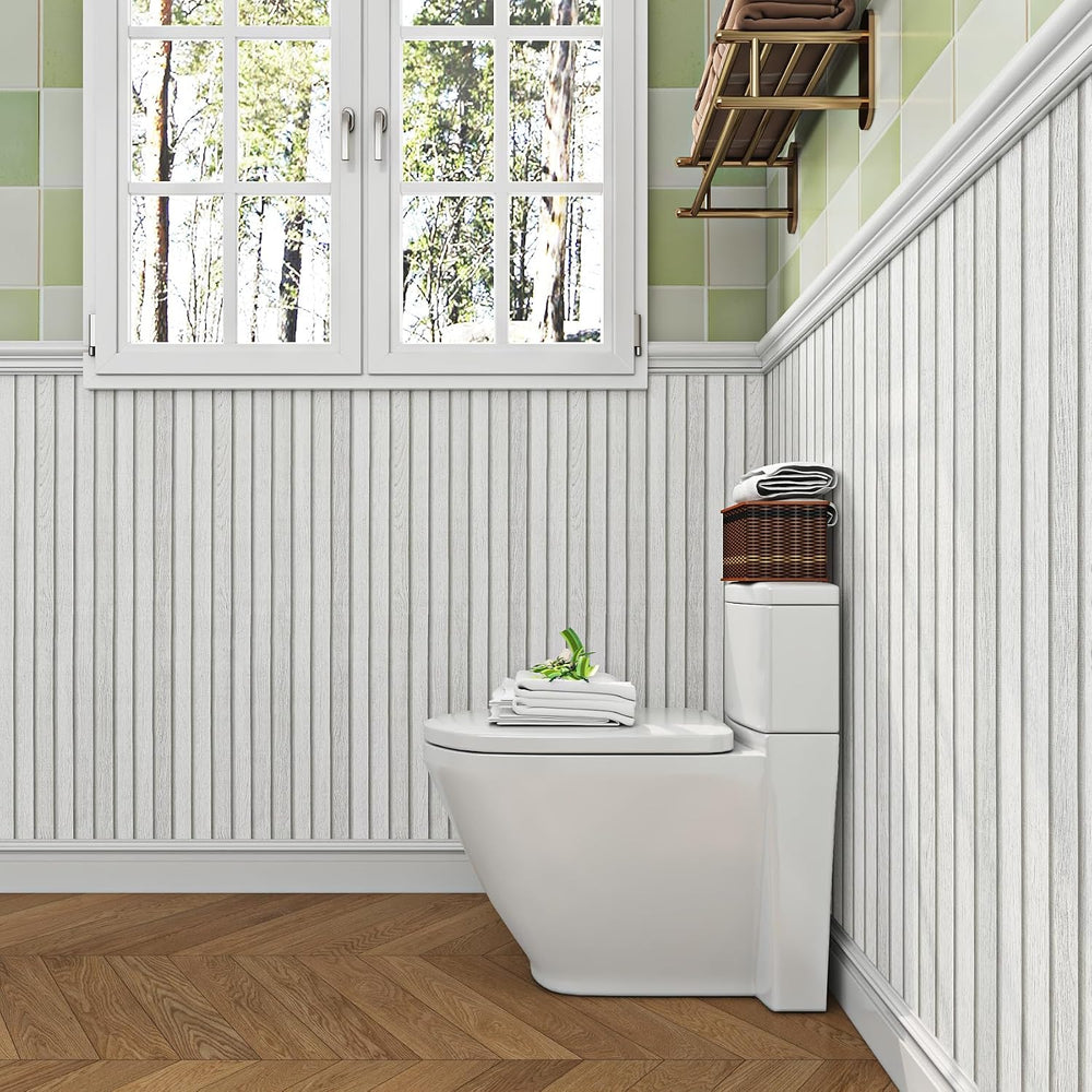 Livelynine 15.8x394 Beadboard Peel and Stick Wallpaper Removable Pre Pasted W...