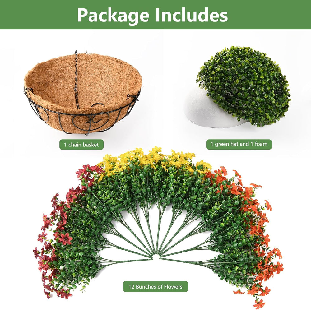 Artificial Flowers for Outdoors Faux Fall Hanging Baskets UV Resistant