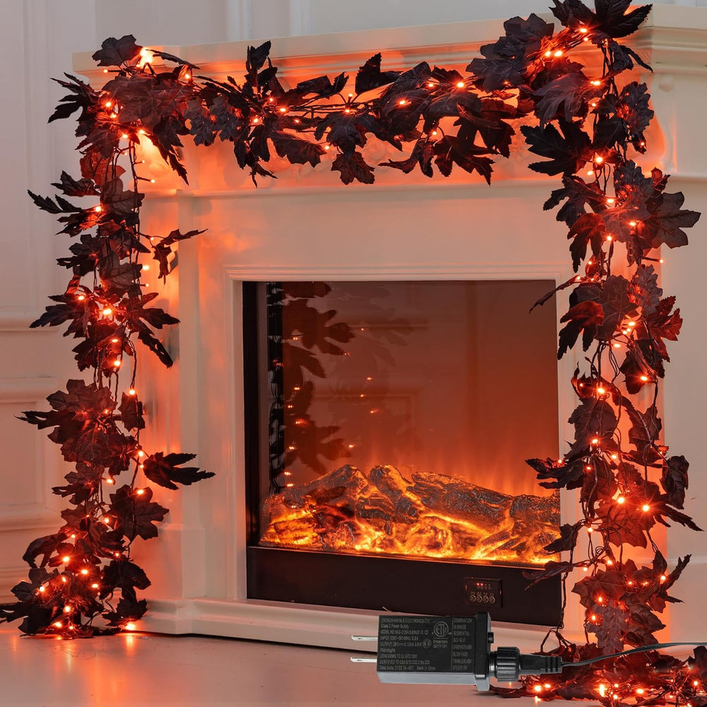66ft Handmade 200 LED Halloween Garland,Artificial Maple Leaves String Lights...