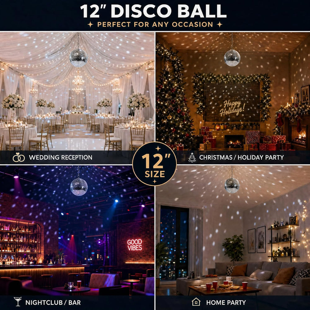 12 Inch Disco Ball with RGBW 3W Led Spotlight