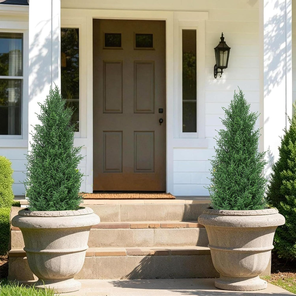 3FT Artificial Cedar Topiary Trees Realistic Fake Plants with Ground Spike