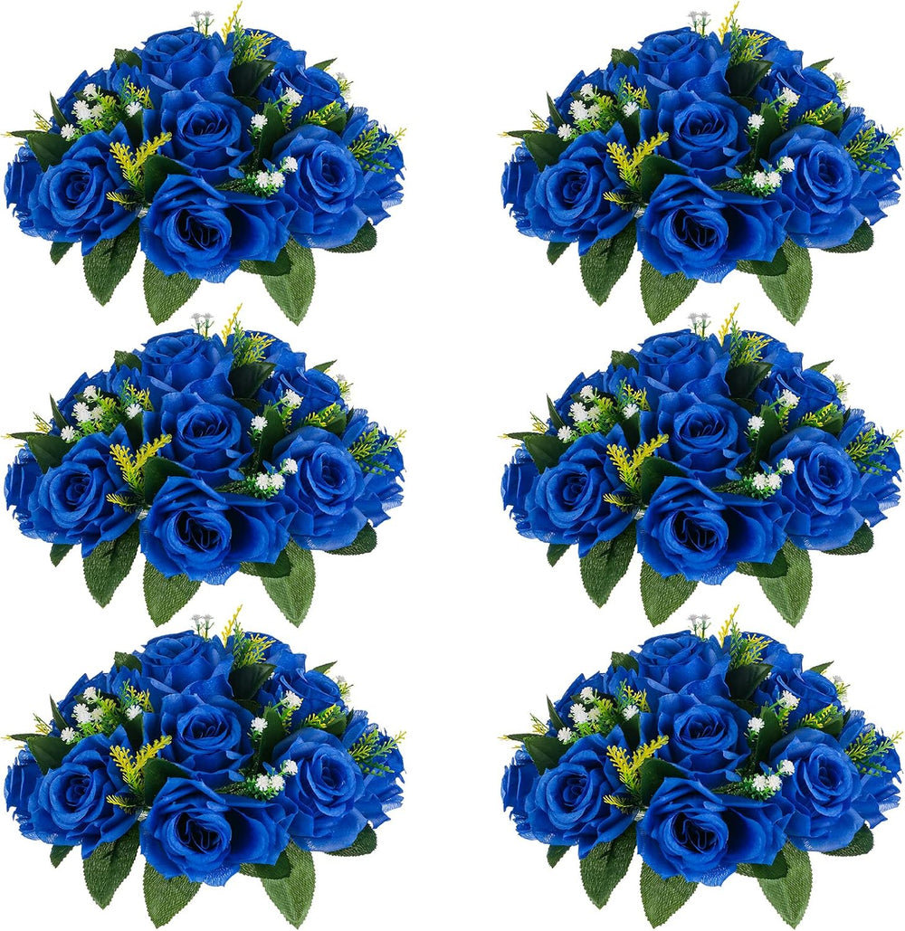 NUPTIO Flower Ball Arrangement Bouquet - 6 Pcs 9.5 inch Diameter Royal Blue F...