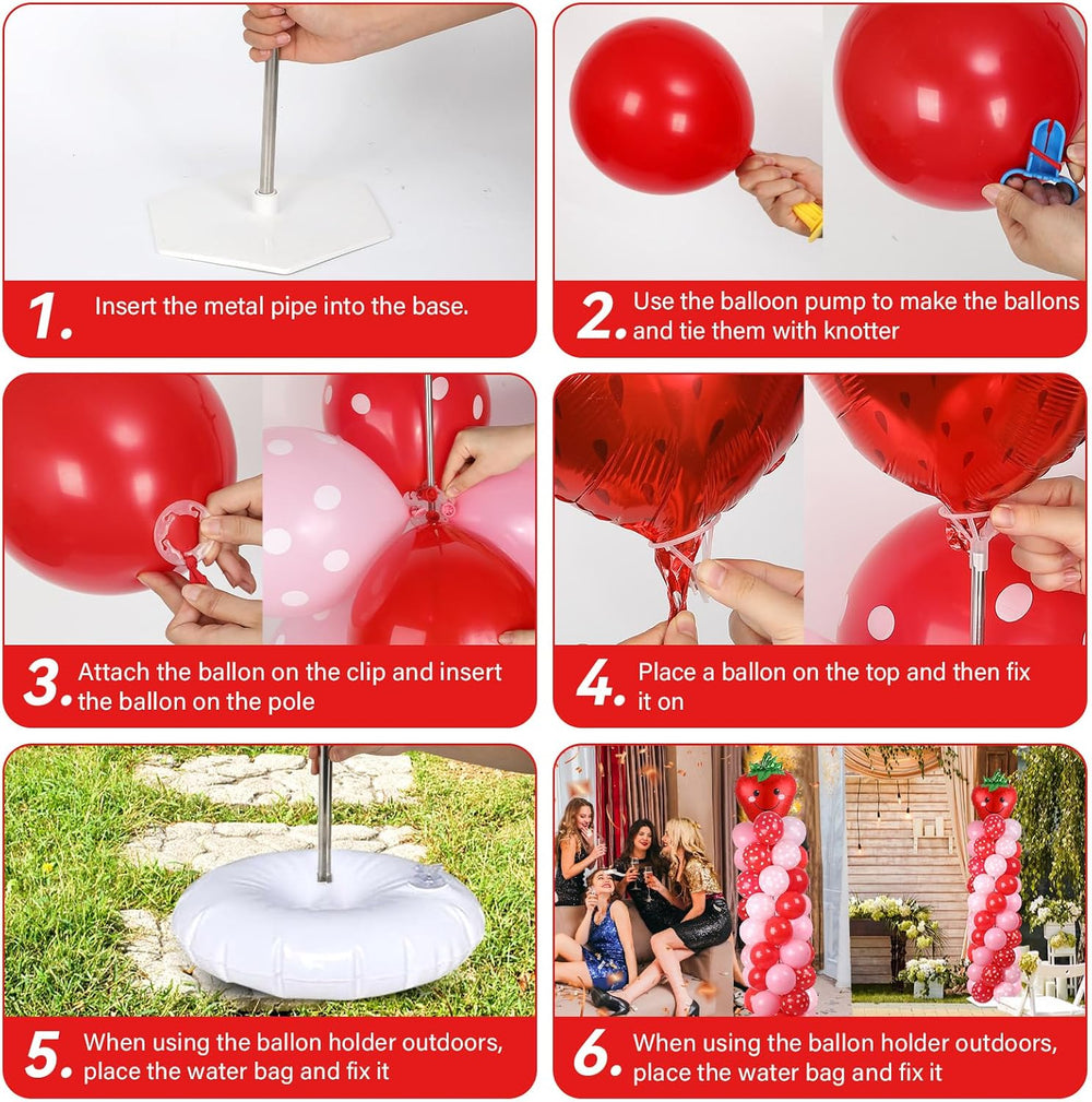 2 Sets Strawberry Balloon Column Stand Adjustable Strawberry Balloon Decor