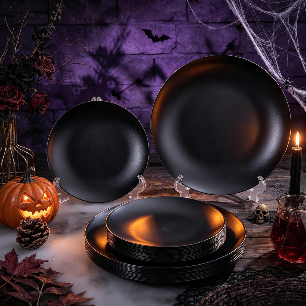 80pcs Heavy-Duty Black Dessert Plates for Party 7.5 Inch