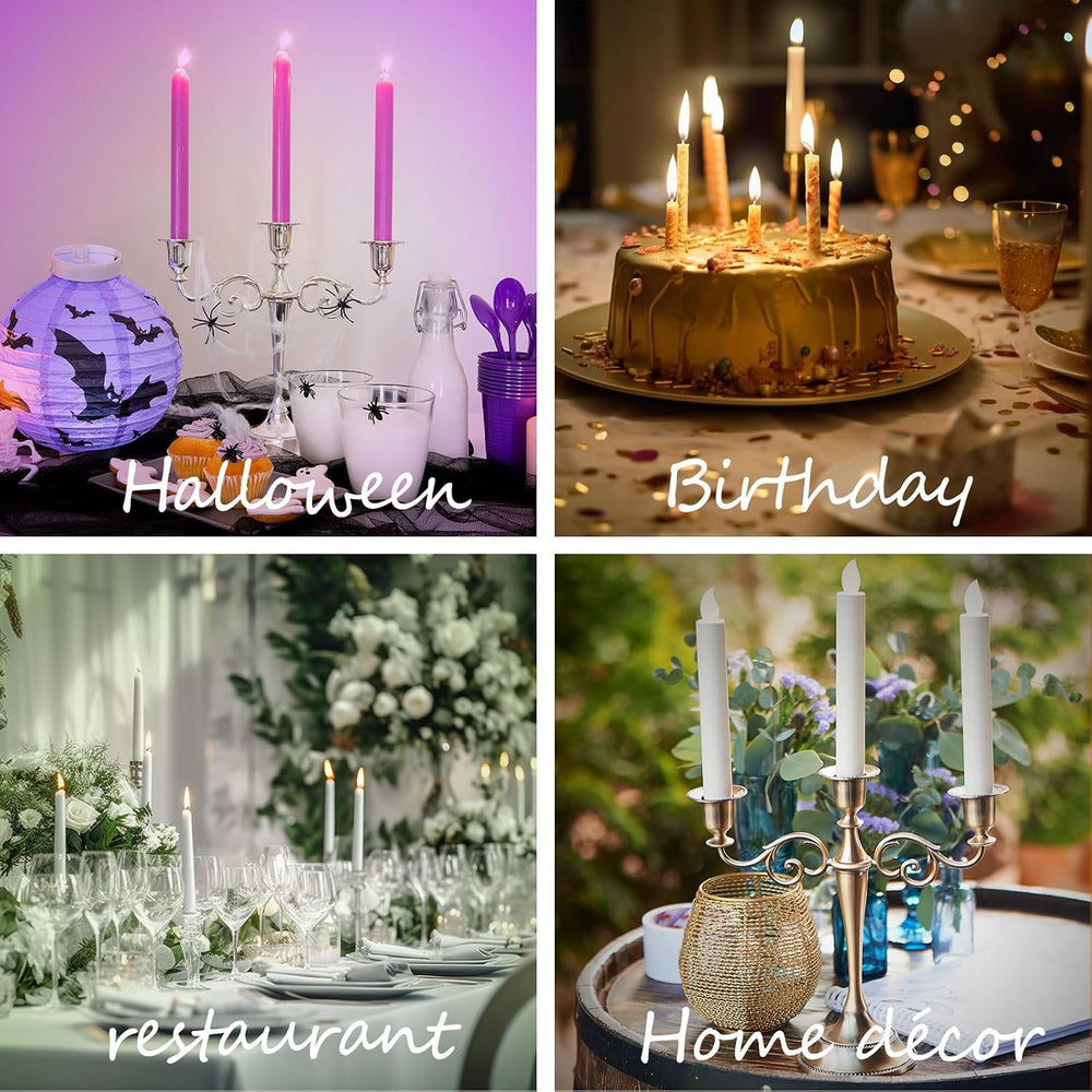 3-Arm Metal Candelabra Candle Holder Table Centerpiece,Pewter