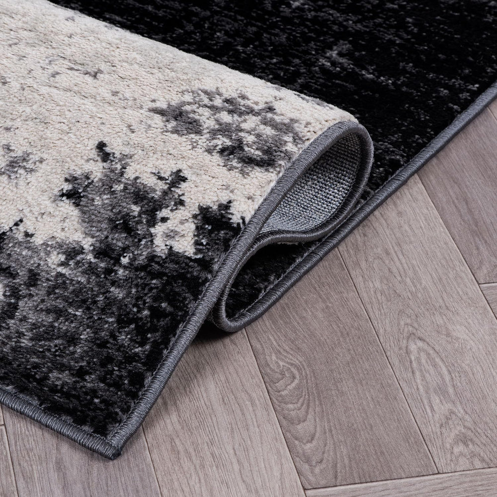 Rugshop Modern Abstract Soft Living Room Bedroom Runner Rug Black 2' x 7&...